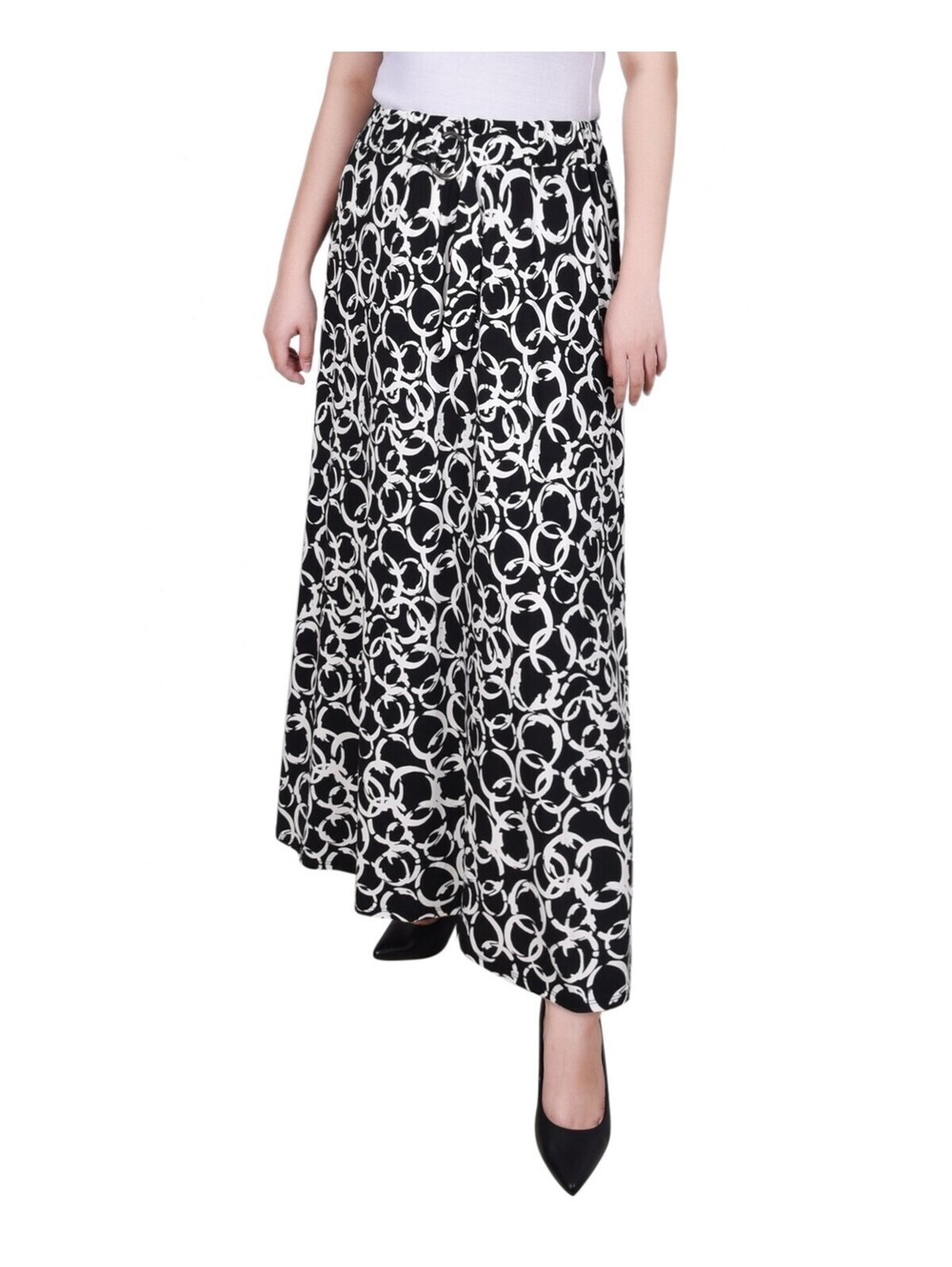 NY Collection Petite Ring Midi Blk Wht Ci PS